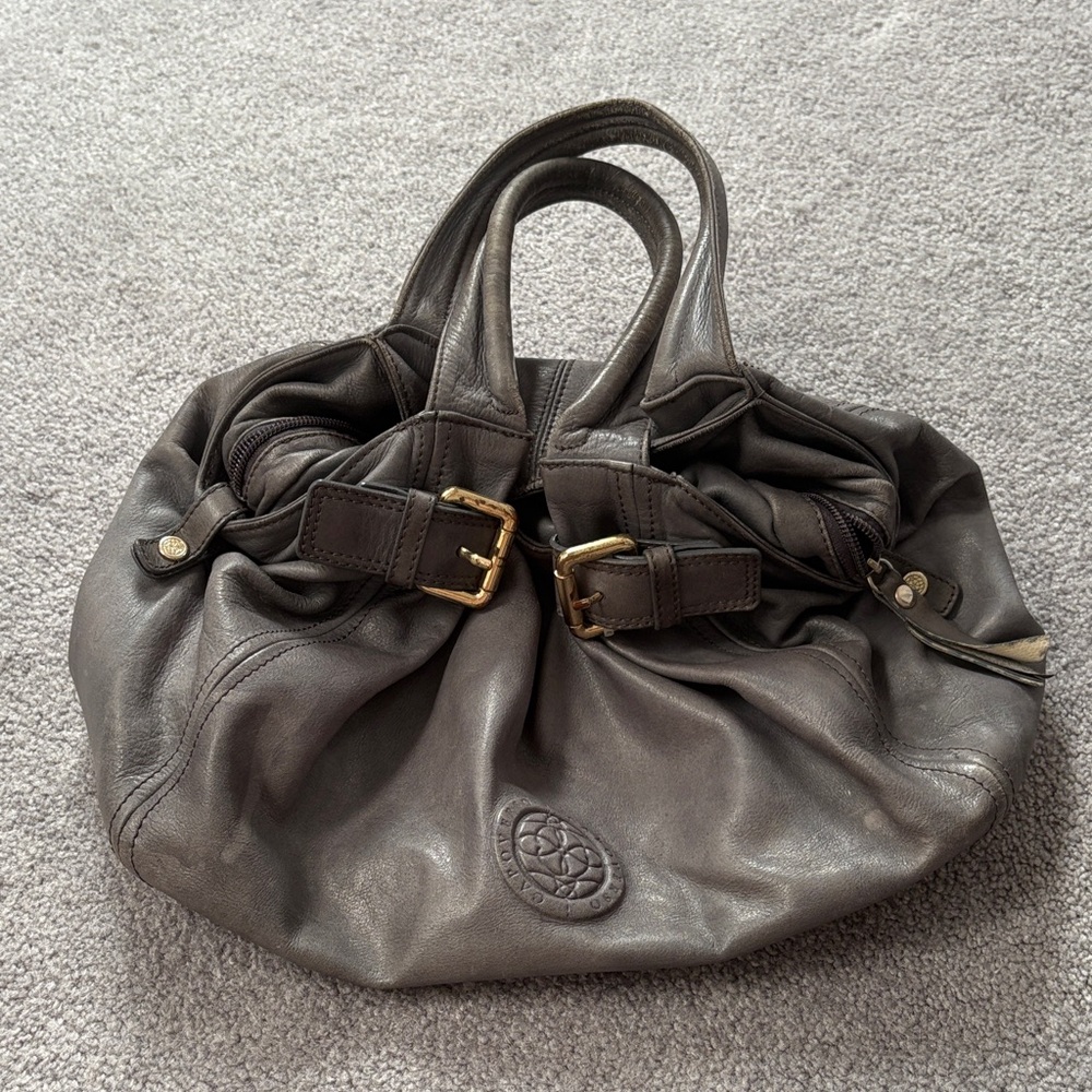 Elegant Metallic Gray Shoulder Bag